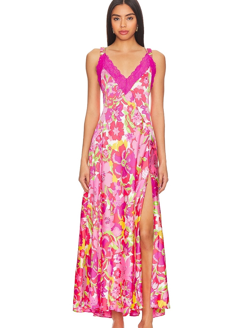 Free People All A Bloom Maxi Dress in Neon Pop Combo